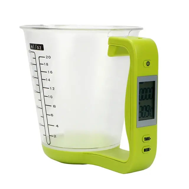 Báscula de cocina digital con vaso medidor y pantalla LCD