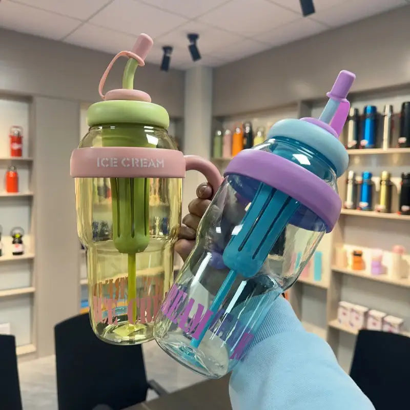 Cartoon Themed Straw Water Bottle