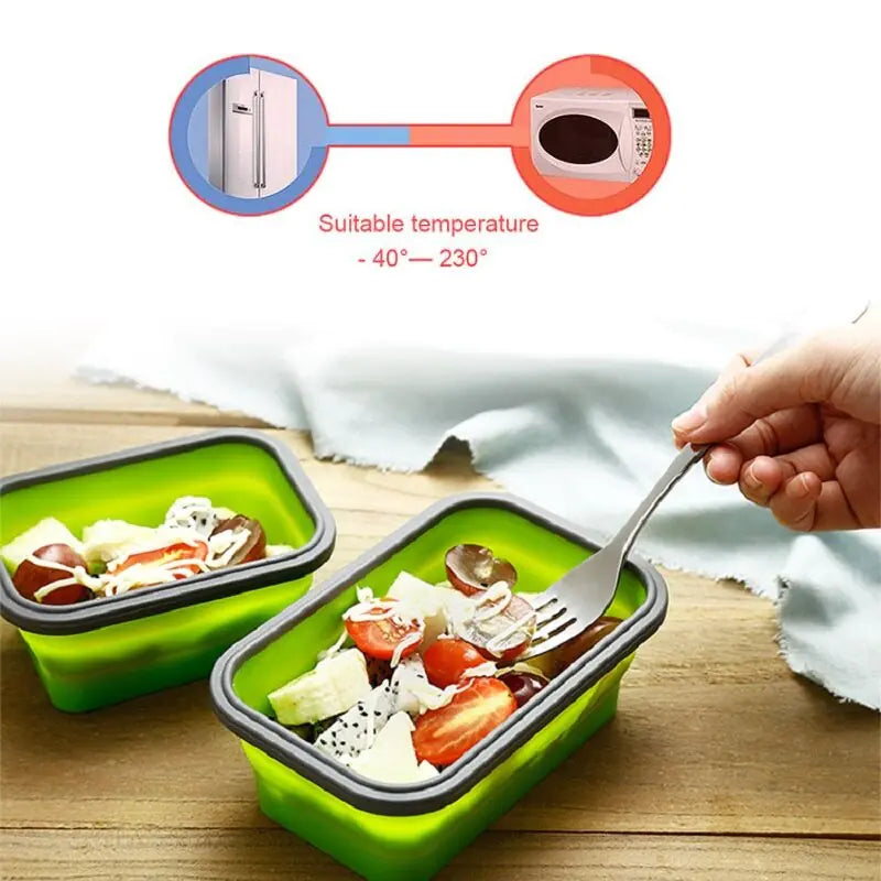 4pcs/set Silicone Rectangle Lunch Box Collapsible Bento Box Folding Food Container Bowl 300/500/800/1200ml for Dinnerware