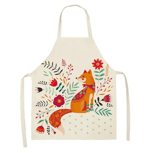 Leaves Fox Pattern Cooking Apron