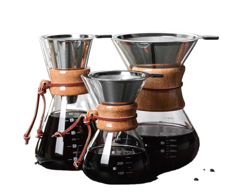 Emaille koffiepot met houten handvat