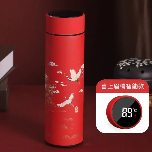 Chinese Style Smart Thermo Flask with Temperature Display - 500ML Vacuum Insulated Mug