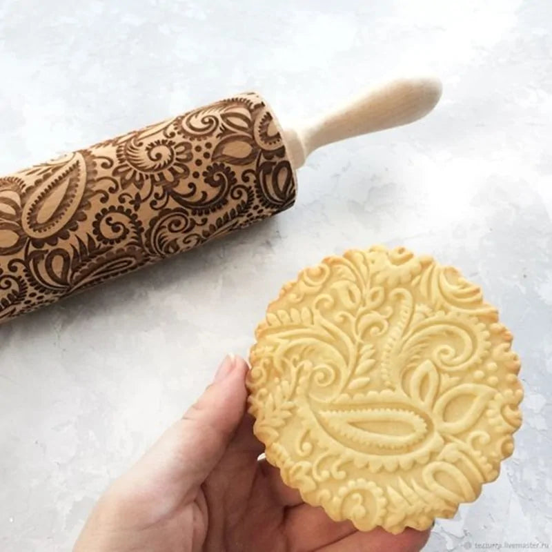 Rodillo de madera con forma de ciervo navideño para hornear galletas y fondant