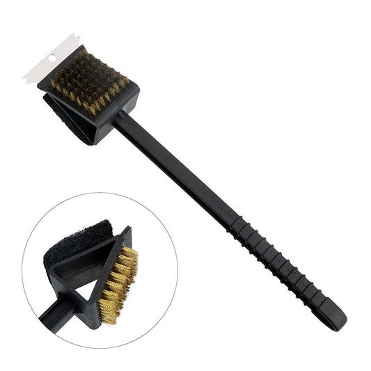 BBQ Cleaning Brush Long Handle Barbecue Grill Oven Cleaning 3 in 1 Corner Copper Wire Brush Copper Wire Sponge Shovel