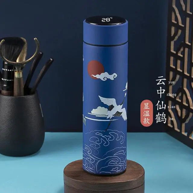 Chinese Style Smart Thermo Flask with Temperature Display - 500ML Vacuum Insulated Mug