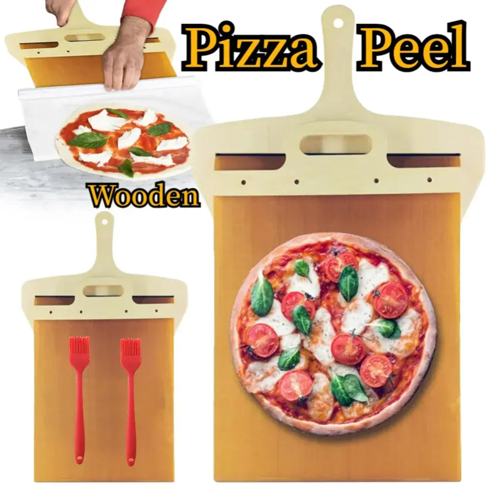 Houten pizzaspatel met handvat