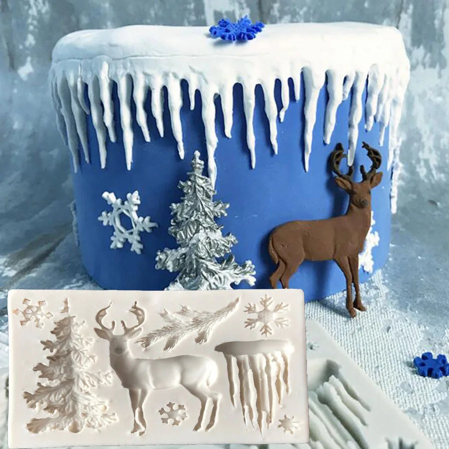 Christmas Tree Elk Snowflake Icicle Cake Mold