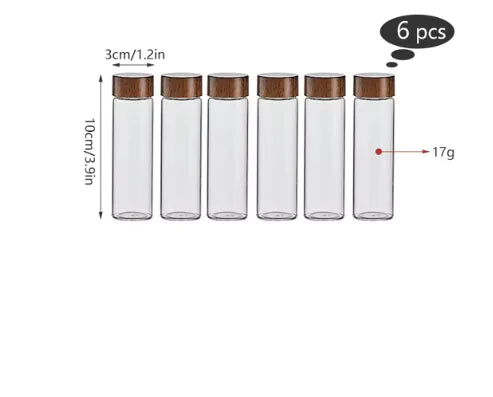 Koffie- en thee-opslagbuisset van notenhout - glazen containers met displayrek