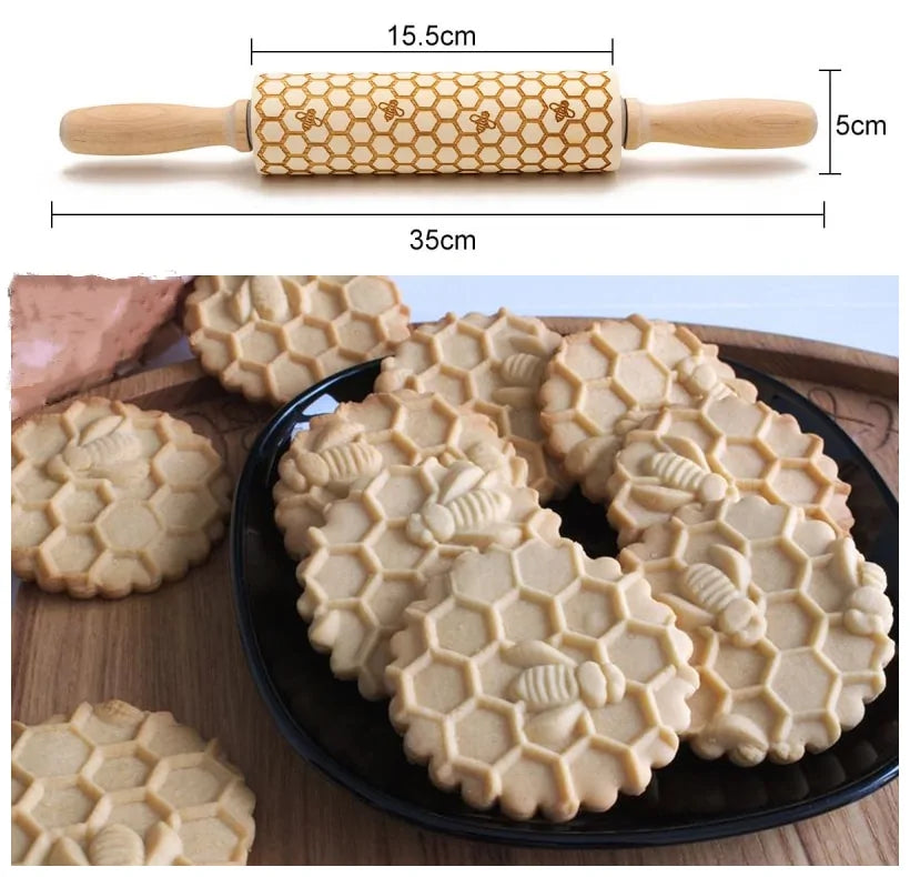 Rodillo de madera con forma de ciervo navideño para hornear galletas y fondant