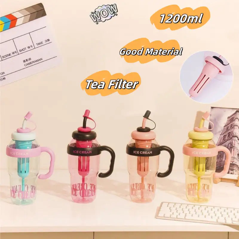 Cartoon Themed Straw Water Bottle