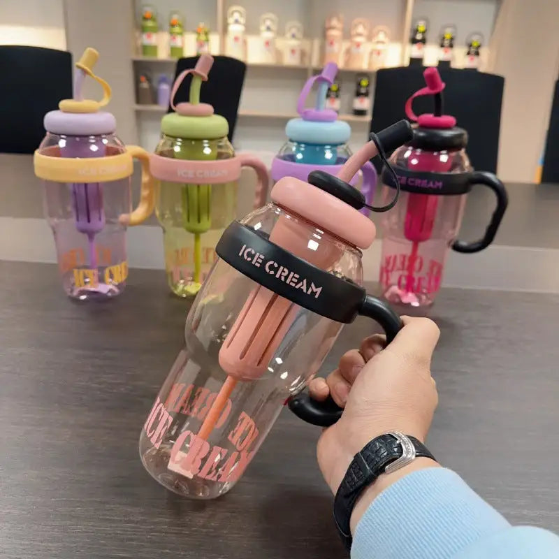 Cartoon Themed Straw Water Bottle