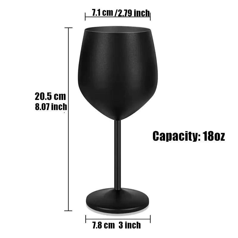 Copas de vino de acero inoxidable con revestimiento negro