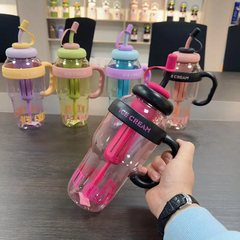 Cartoon Themed Straw Water Bottle