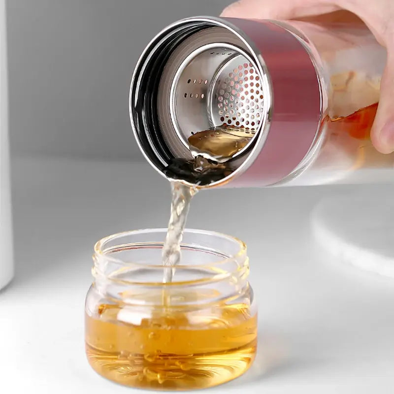 390ml High Borosilicate Glass Double Layer Tea Infuser Tumbler Drinkware Bottle