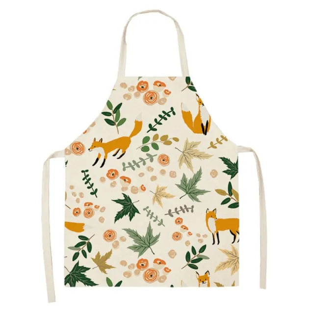 Leaves Fox Pattern Cooking Apron