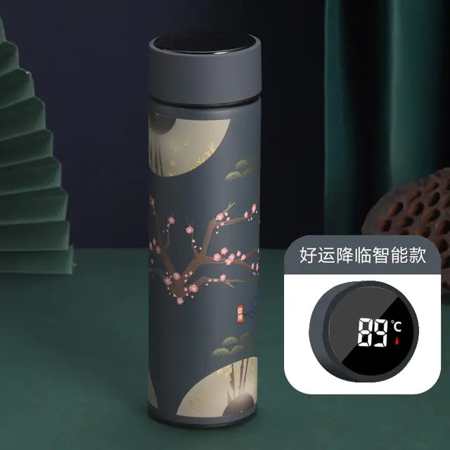 Chinese Style Smart Thermo Flask with Temperature Display - 500ML Vacuum Insulated Mug