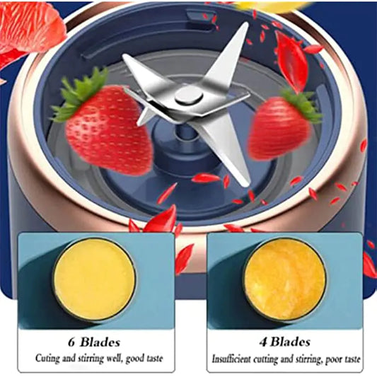 Licuadora portátil de 6 cuchillas, 400 ml, con puerto USB, miniexprimidor de frutas con carga