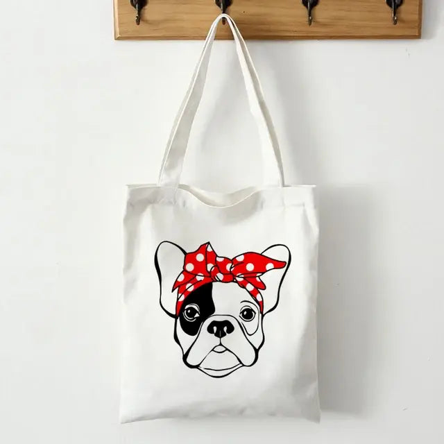 Canvas tas met Franse Bulldog-print