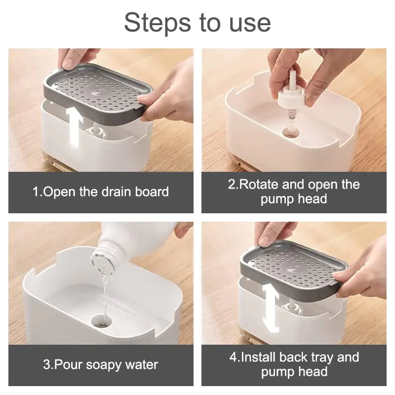 Dispenser Soap Container With Sponge Holder