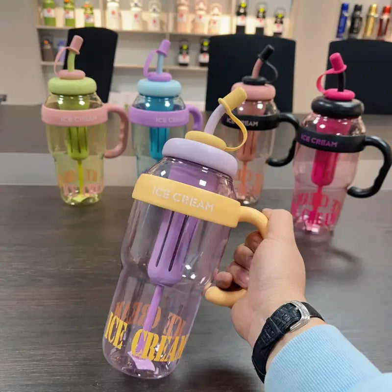 Cartoon Themed Straw Water Bottle