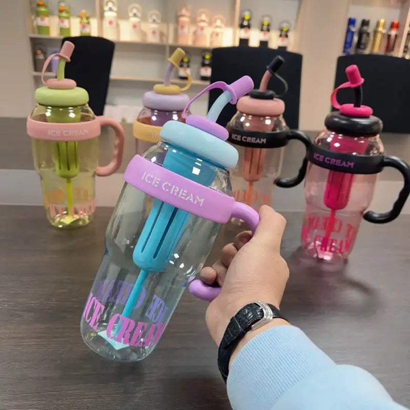 Cartoon Themed Straw Water Bottle