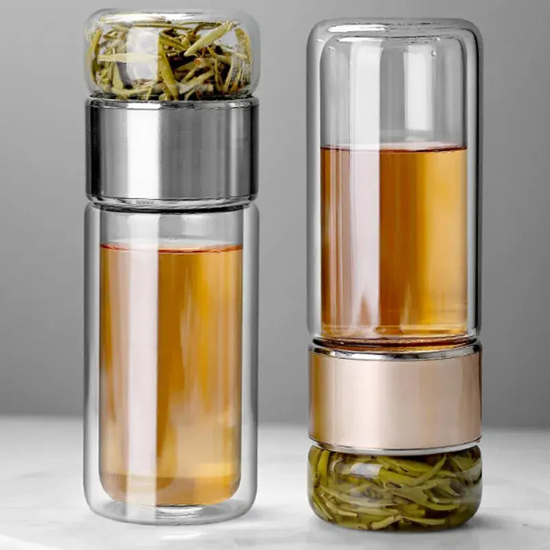 390ml High Borosilicate Glass Double Layer Tea Infuser Tumbler Drinkware Bottle