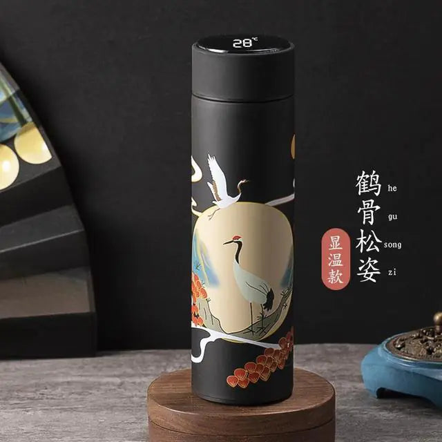 Chinese Style Smart Thermo Flask with Temperature Display - 500ML Vacuum Insulated Mug