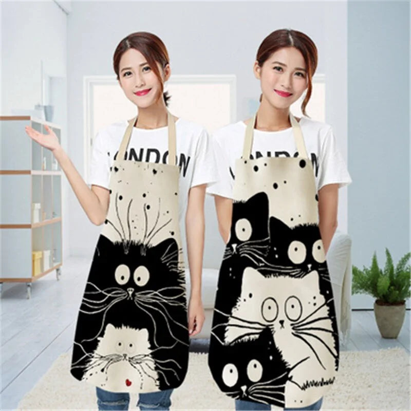 Cute Cat Print Cooking Kitchen Apron