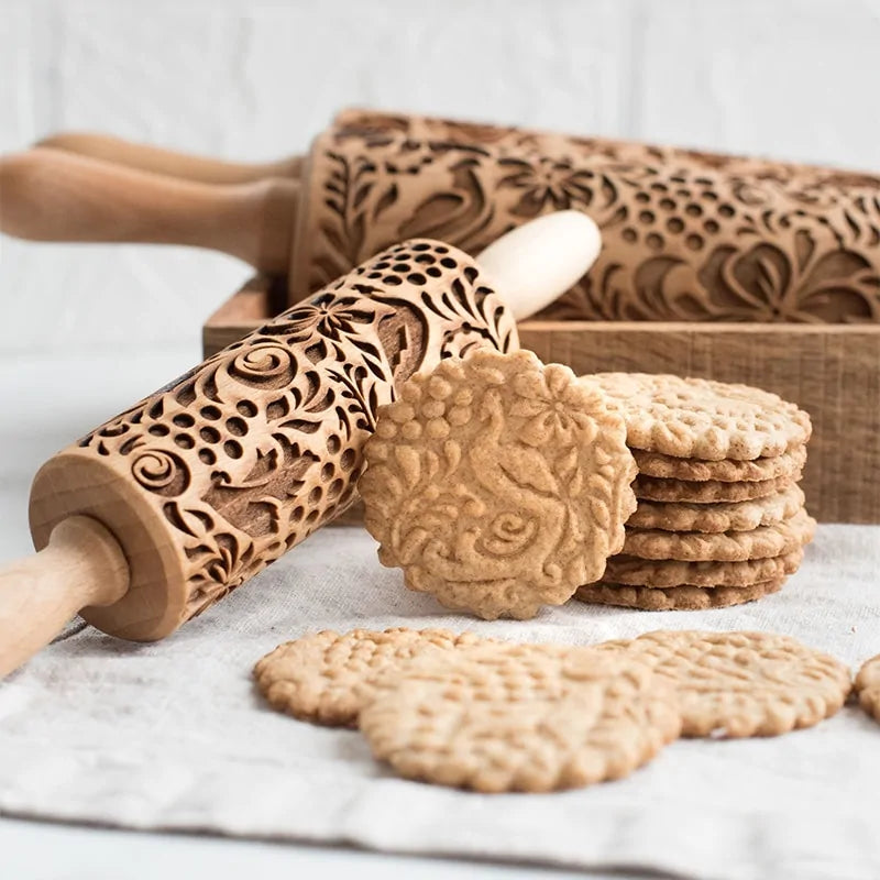 Rodillo de madera con forma de ciervo navideño para hornear galletas y fondant